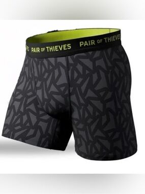 Pair of Thieves Geometric
Spiderweb Long Boxer Brief with Lime Green Waitband